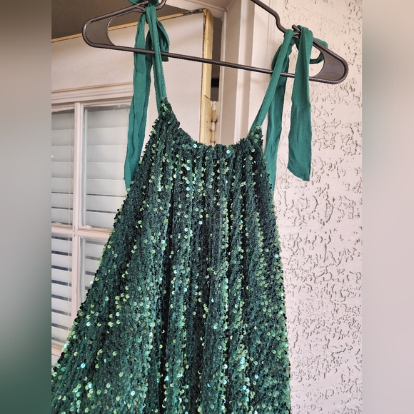 Gorgeous Free People Green Sequin Festive Dress !! - Picture 5 of 11
